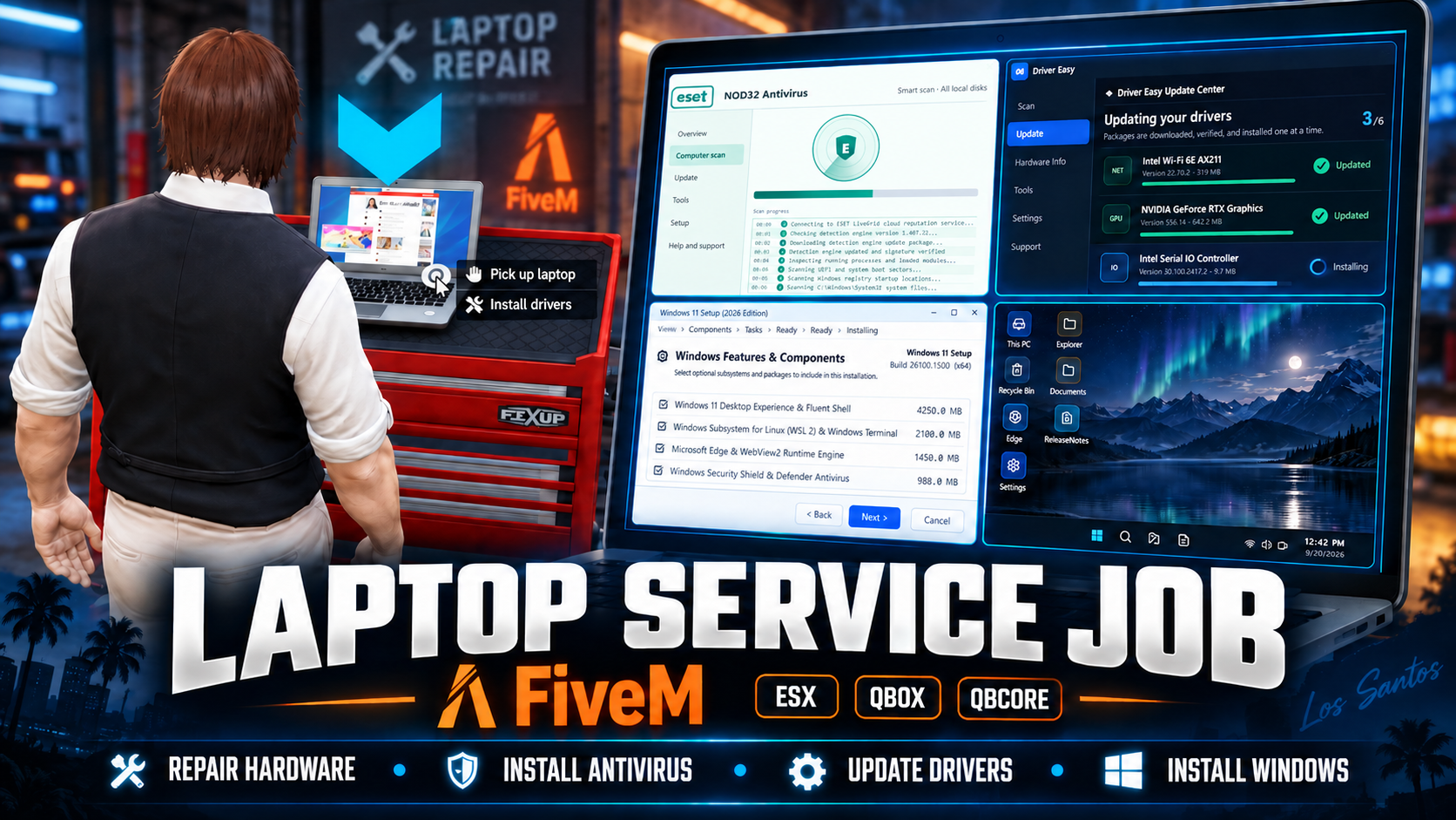 Fivem Laptop Technician Job | ESX, Qbcore, Qbox
