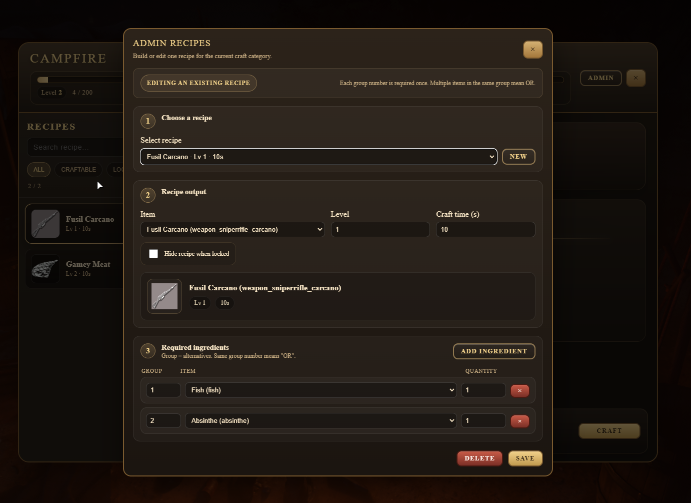🔨 Craft Menu
