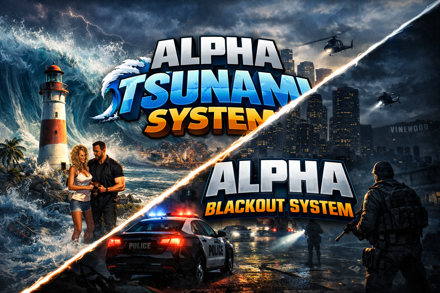 ☢️Alpha Disaster Pack - 🌊Tsunami Rush & ⚡Blackout System + 🎁