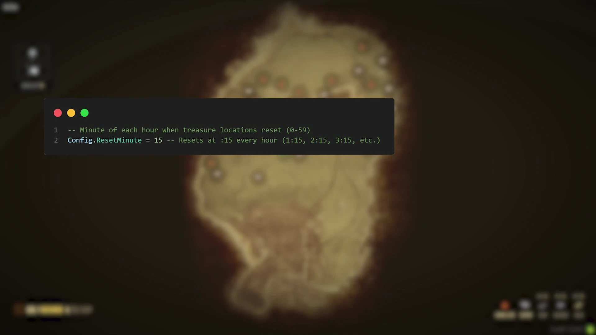 Config.ResetMinute treasure location reset timer configuration