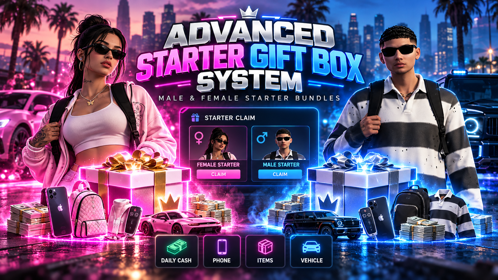 Sleezy Development • Advanced Starter Gift Box System (ESX, QBCore, Qbox, & Standalone)