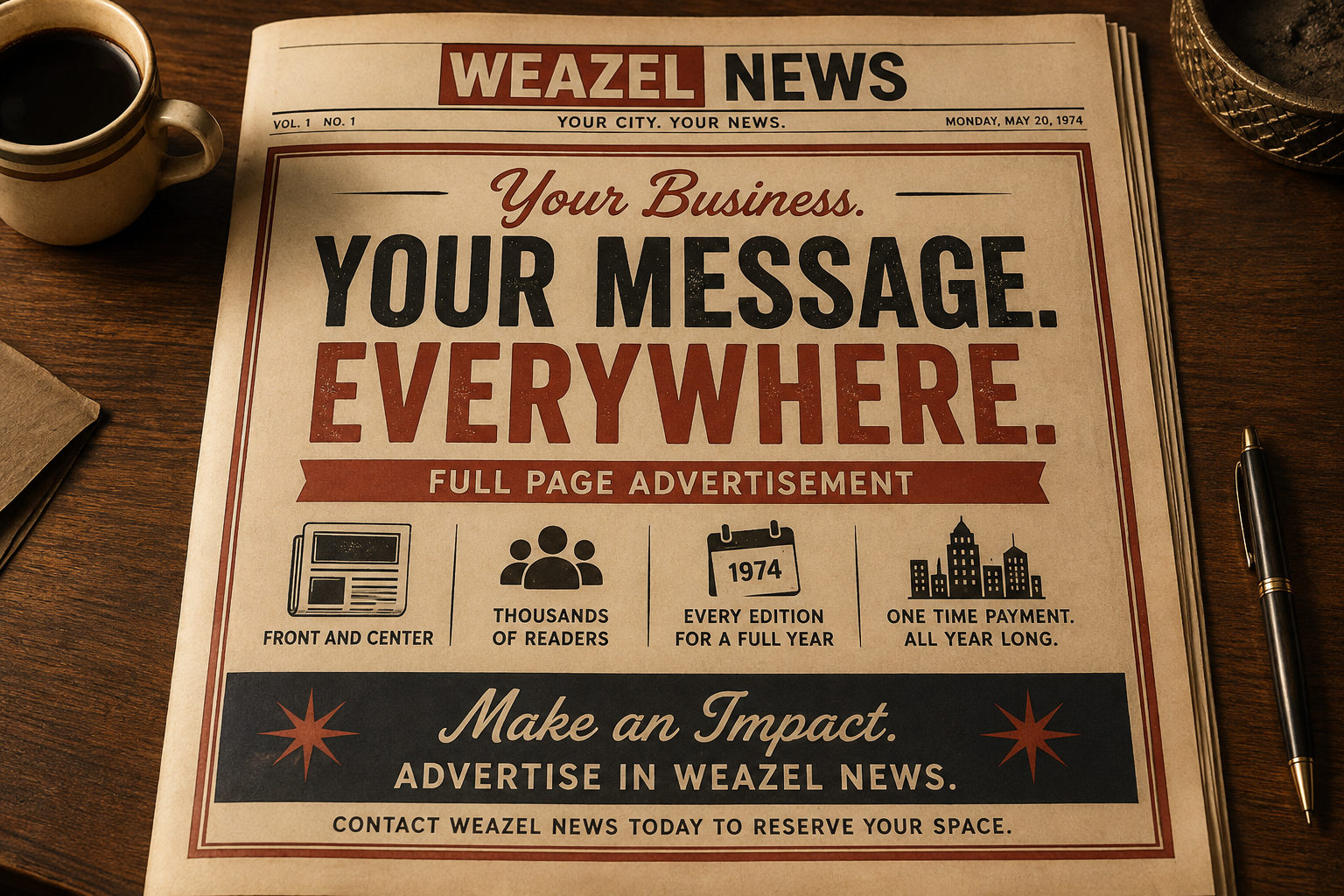 Full Page Advertisement | Weazel News | (One Calendar Year)