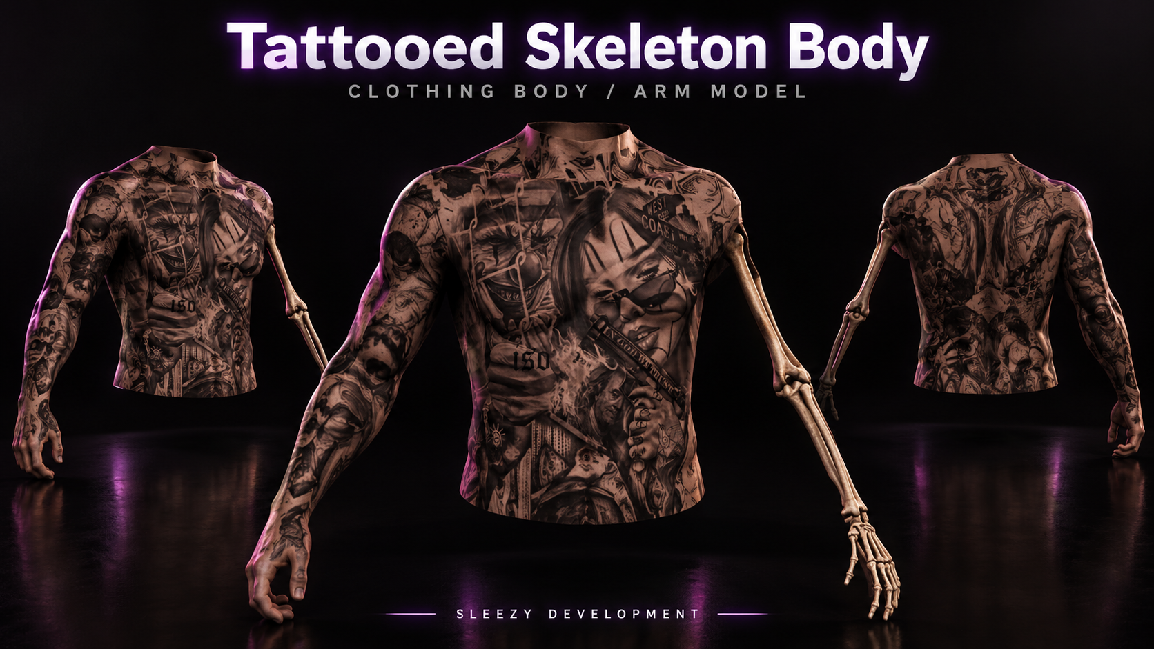 Sleezy Development • Tattooed Skeleton Body (Add-On Male FiveM Clothing)