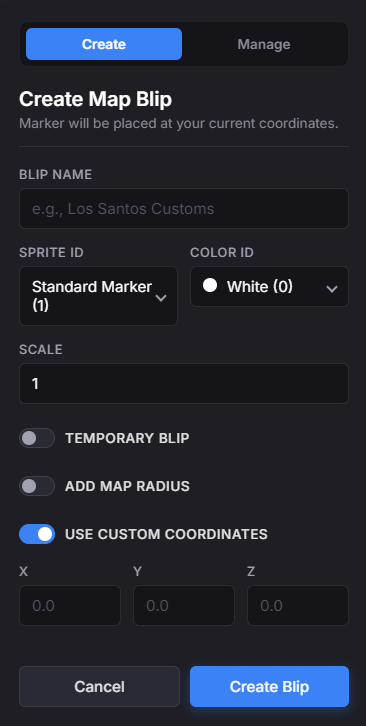 Custom Blip Manager