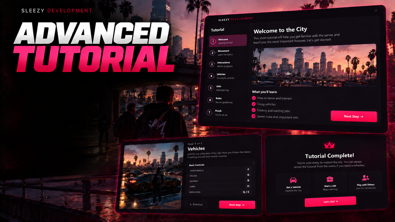 Sleezy Development • Advanced Tutorial & Onboarding System (ESX, QBCore, QBOX & Standalone)