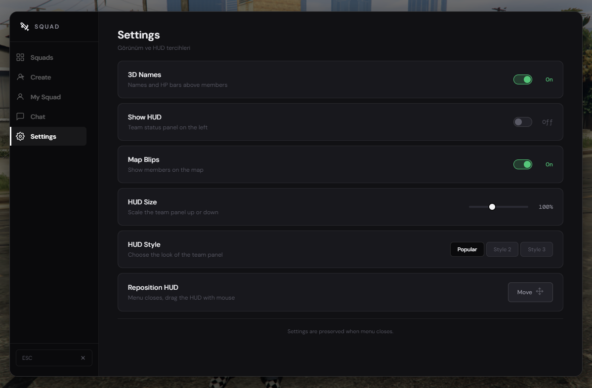 Squad System Team Menu (Escrow)