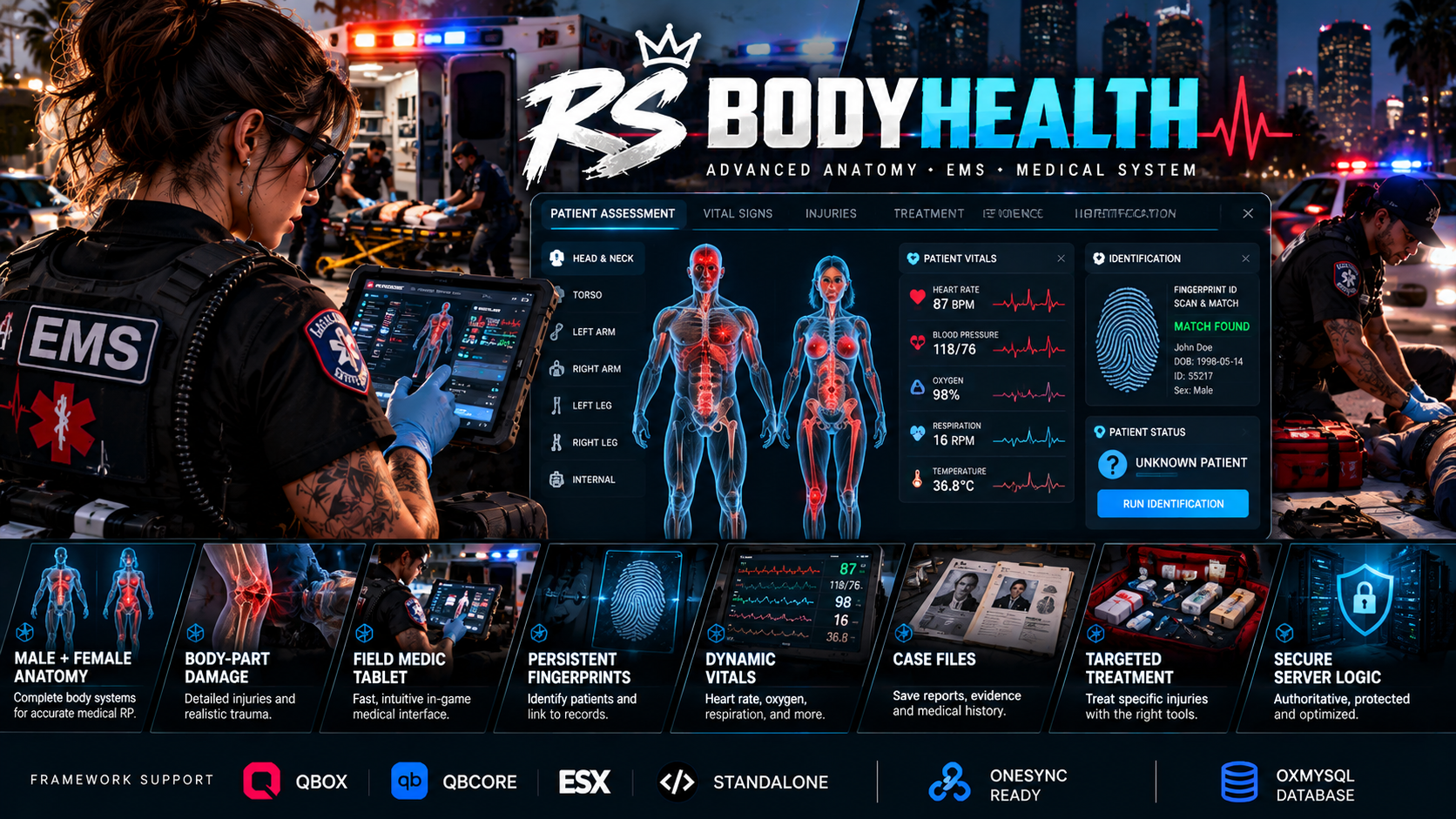 RS BodyHealth | Advanced FiveM Medical & Injury System | Anatomy & Medical Body