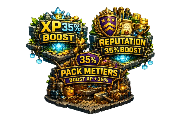 Bundle d'Expériences + Métiers + Réputation 35% — abonnement 1 mois