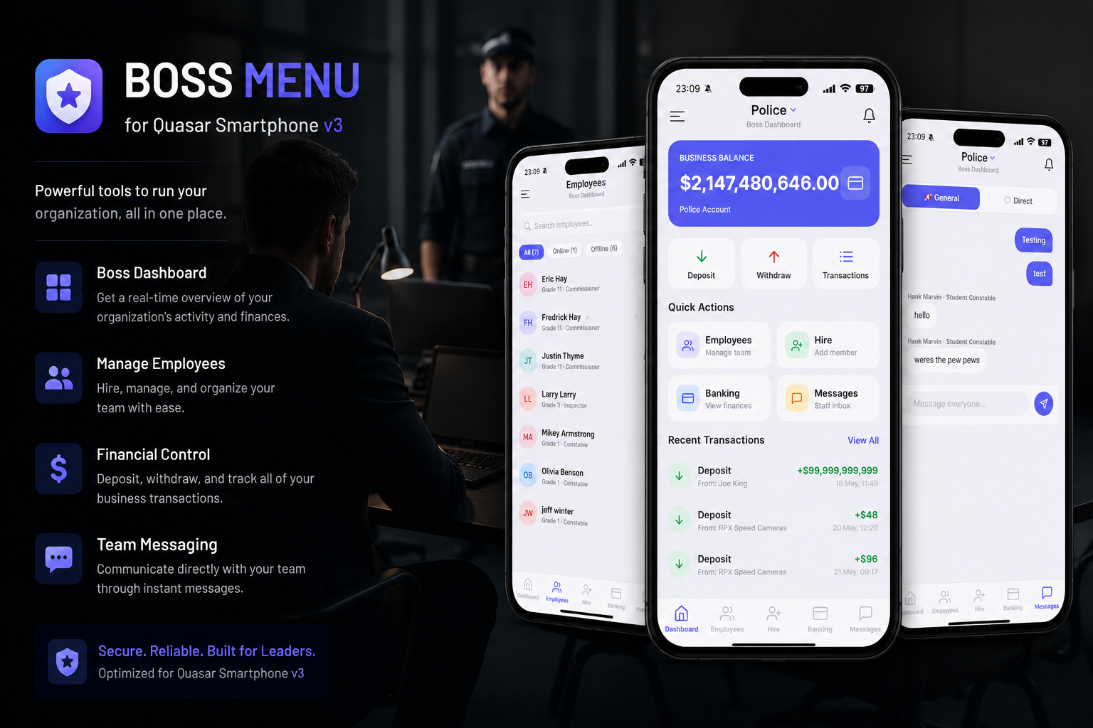 Boss Menu App - Quasar Smartphone V3