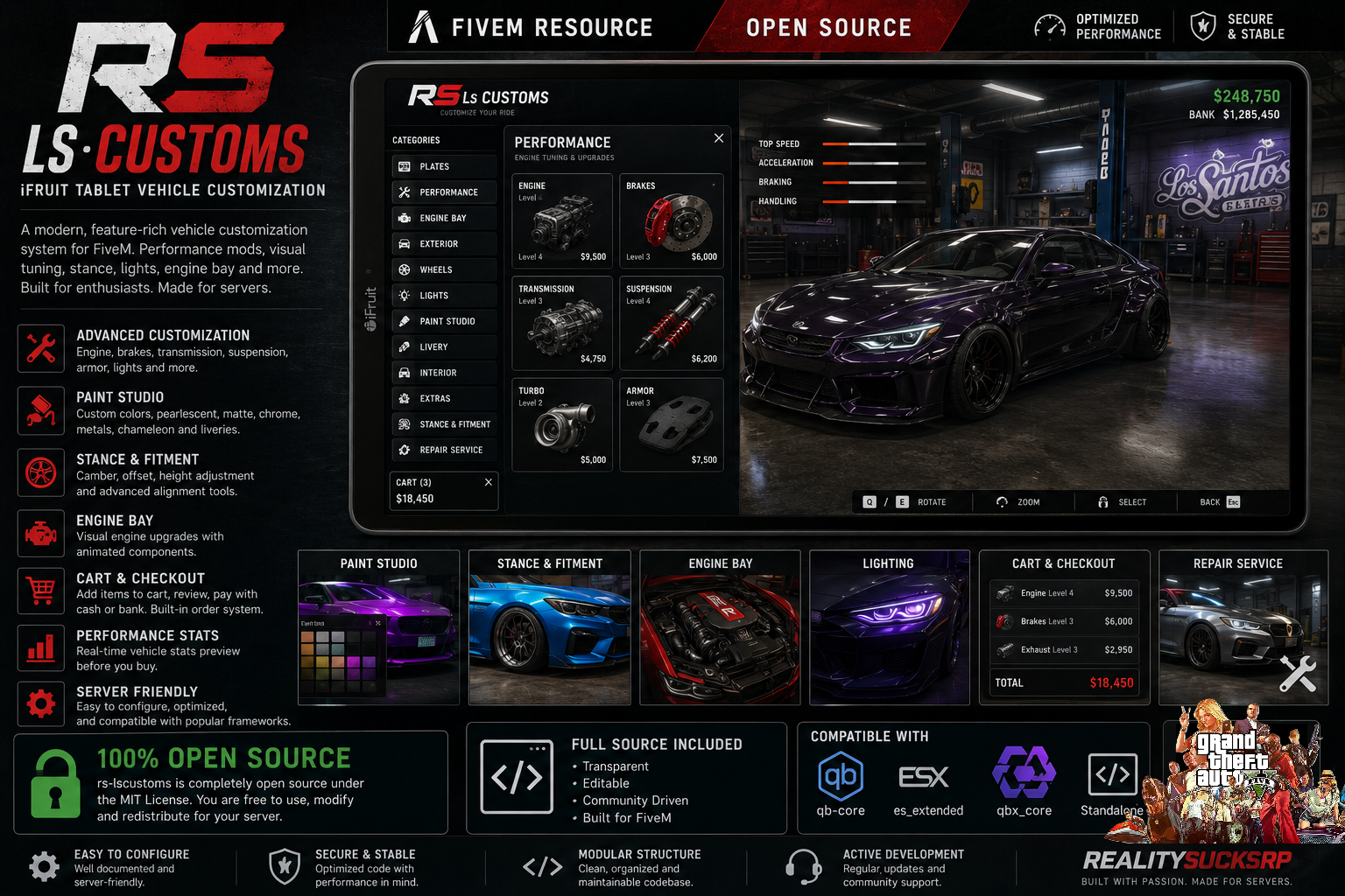 LS Customs OPEN SOURCE Tuner Shop, Mods, Chameleon colors, 400+ rims