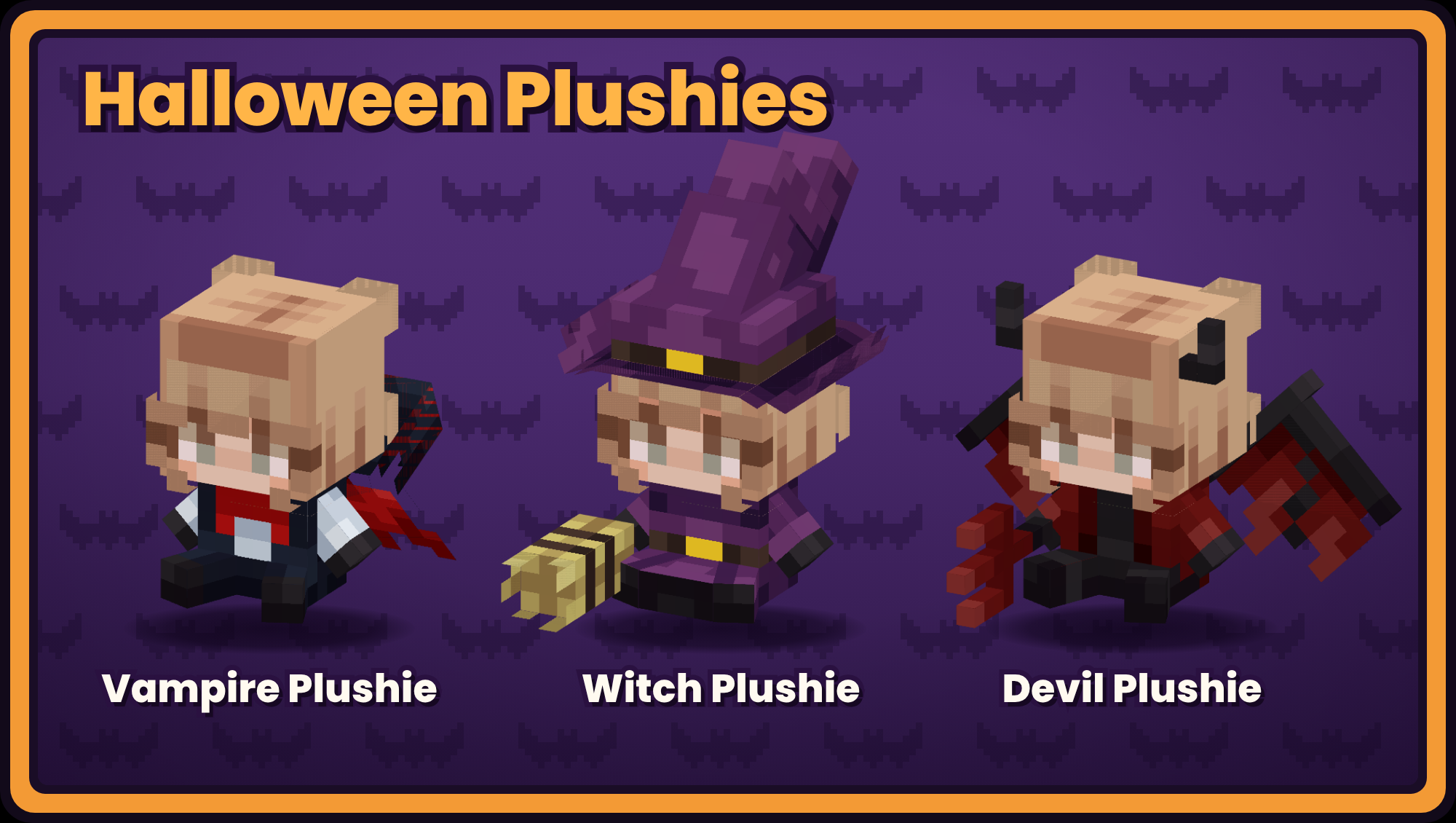 Halloween Plushies: Vampire, Witch and Devil Halloween Plushies: Vampire, Witch and Devil