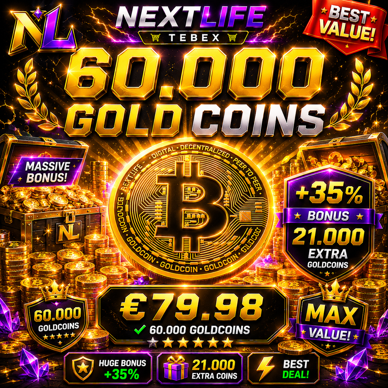60.000 GoldCoins +35% (21000)