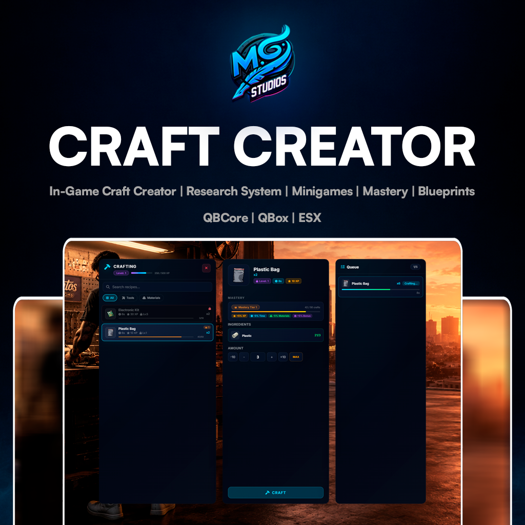 MG - Craft Creator - ESX/QB/QBOX - Open Source