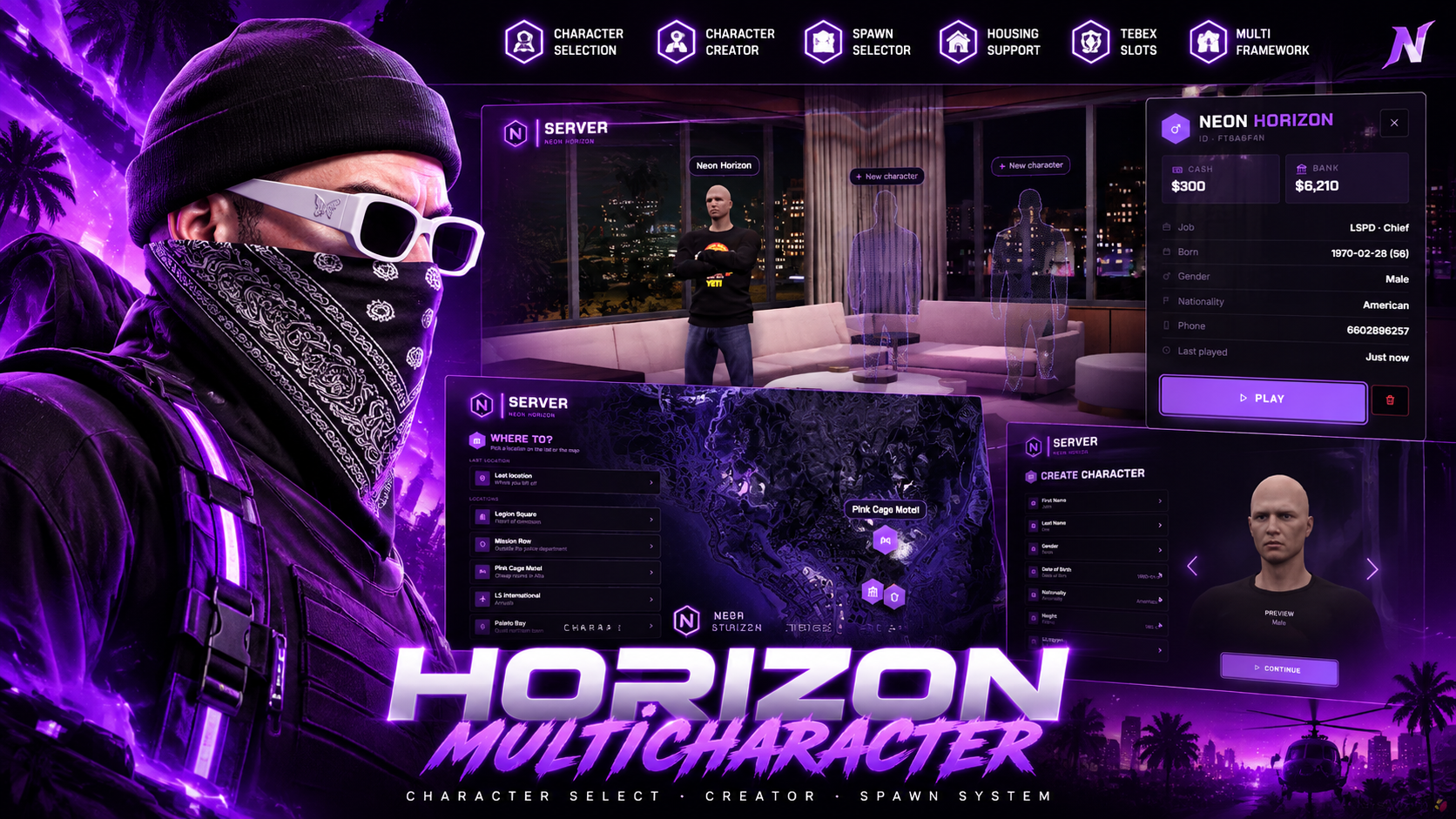 Horizon Multicharacter β Character & Spawn System π₯