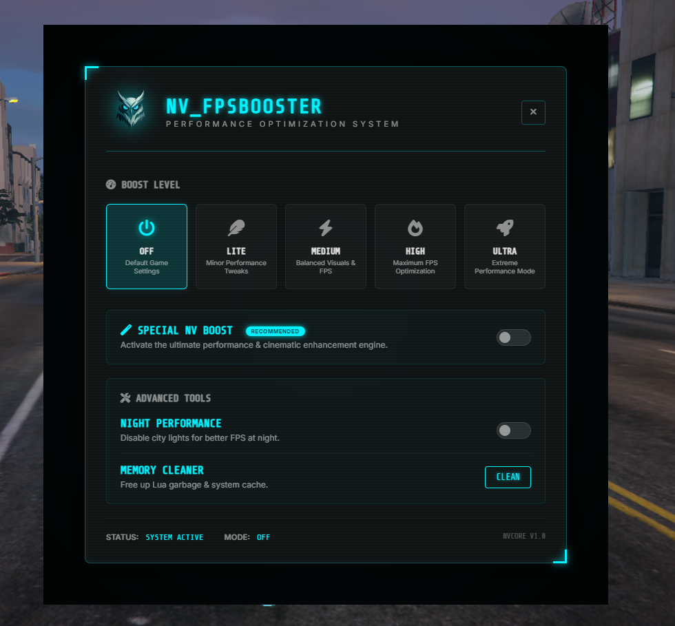 NV FPS Booster  Performance Optimizer for FiveM ( ESCROW )