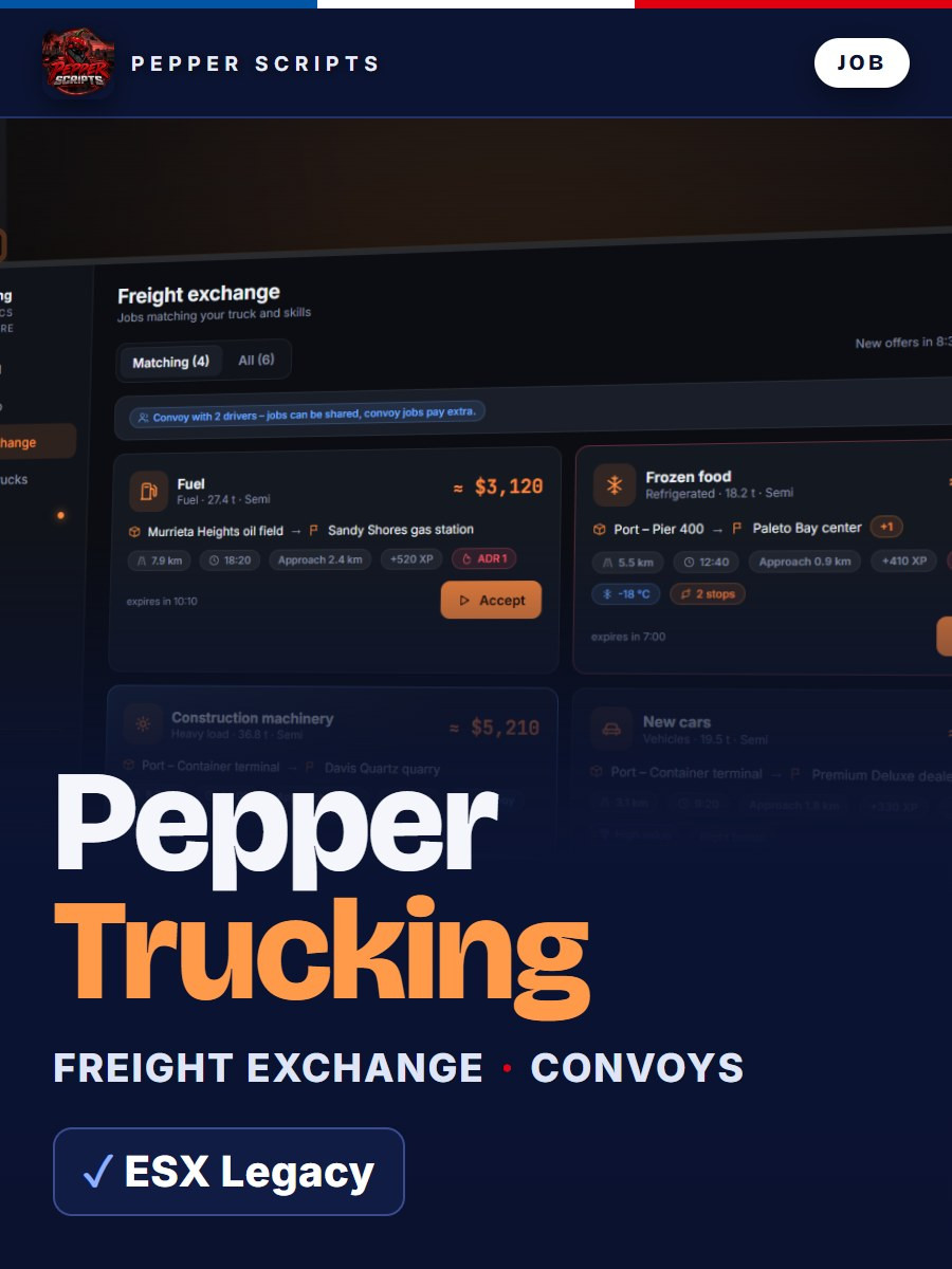 Pepper Trucking – FiveM Trucking Job (ESX)