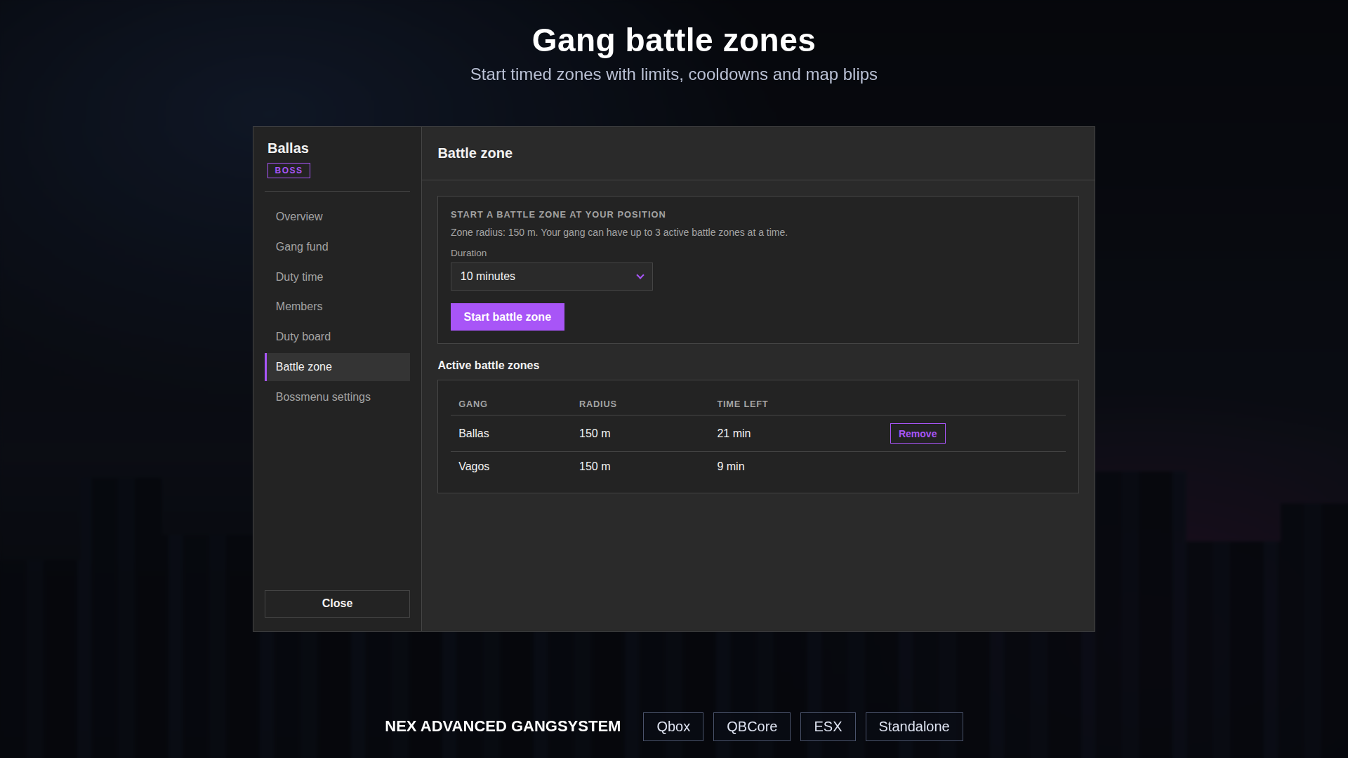 Nex Advanced Gangsystem | Qbox, QBCore, ESX & Standalone