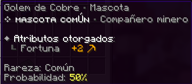 Gólem de Cobre, Común, probabilidad 50%. Fortuna +2.