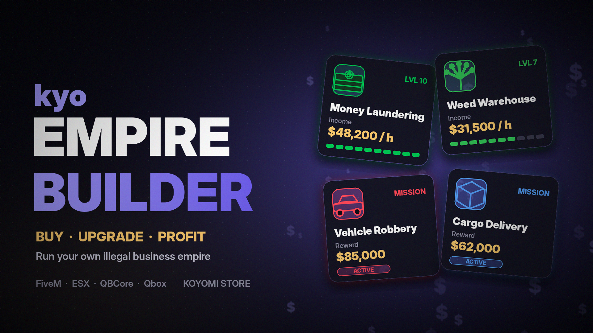 kyoEmpireBuilder | Empire Builder [QBox / QBCore / ESX]