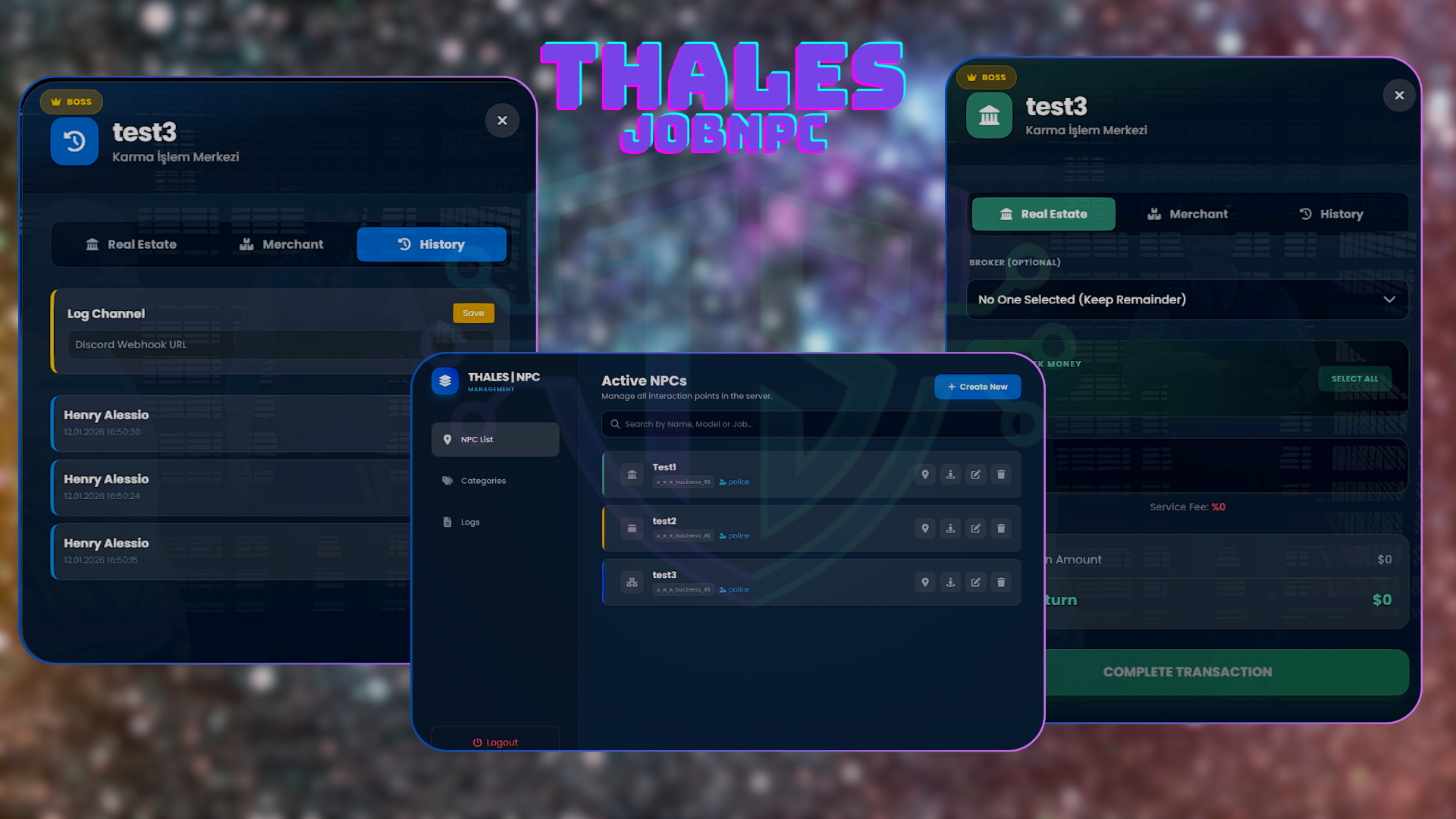 THALES - JOBNPC | CUSTOMİZABLE | QB/ESX | FiveM Script