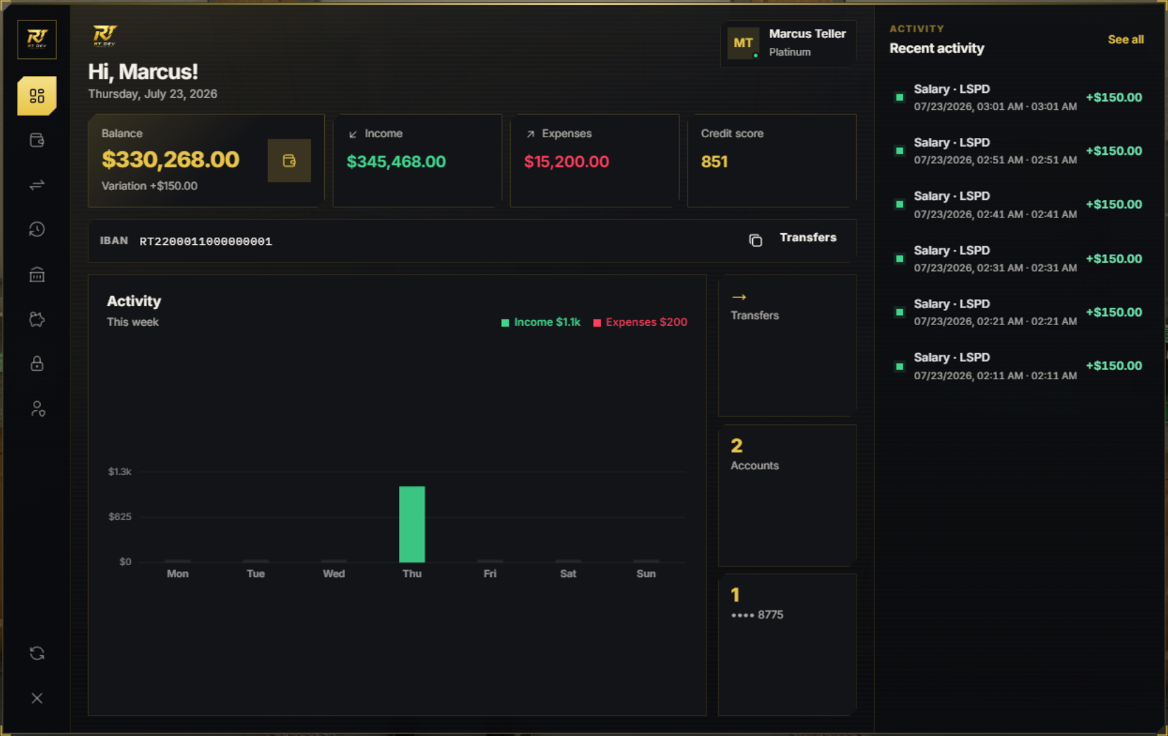 RT Bank | Premium Banking (QBCore / Qbox)