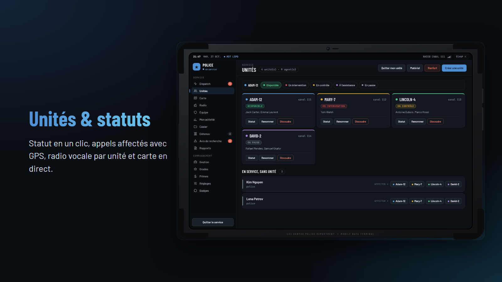 Vesper LSPD — Métier police & tablette MDT