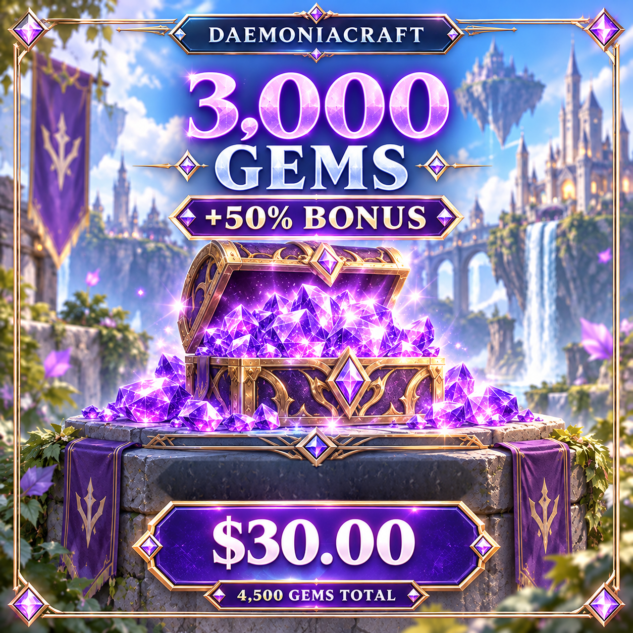 3000 Gems +50% bonus gems