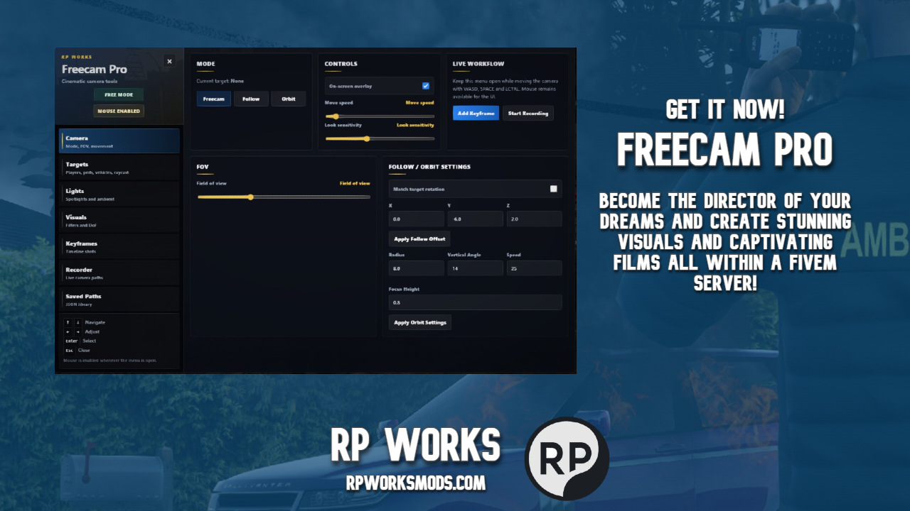 📸 Freecam PRO - Be the Hollywood director you've always wanted to be