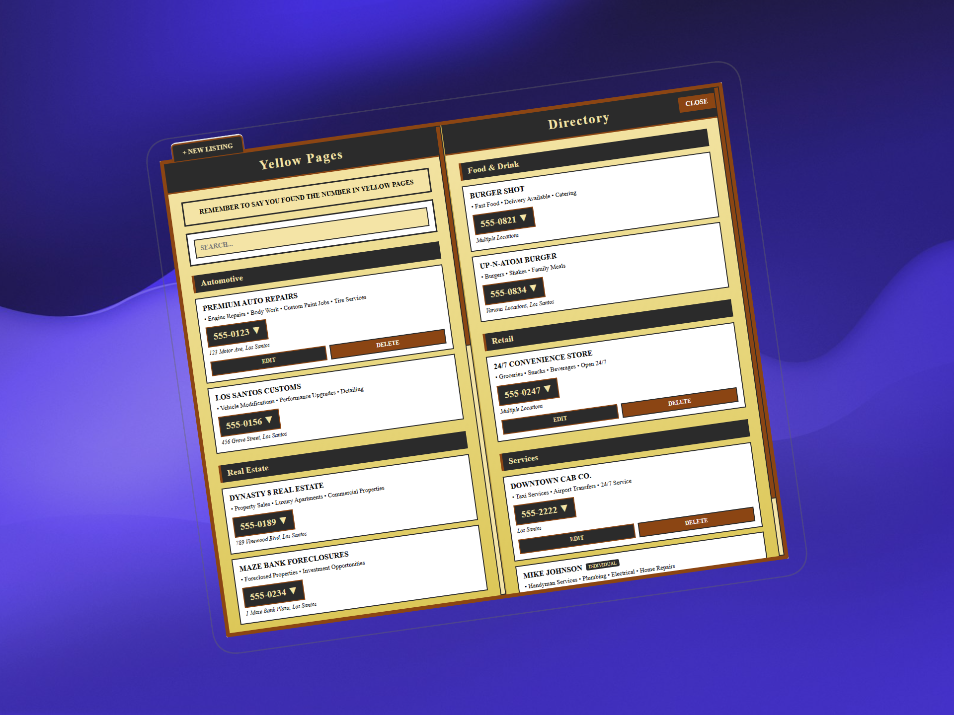 📃 Yellow Pages Retro Script
