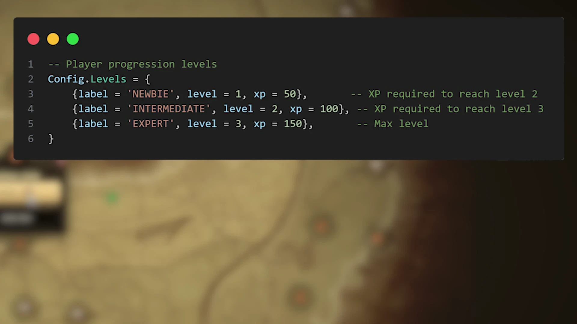 Config.Levels progression setup with Newbie, Intermediate and Expert ranks