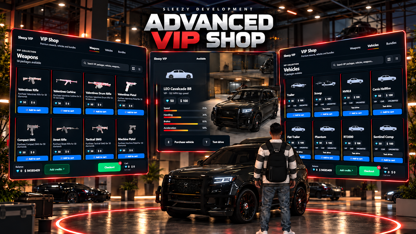 Sleezy Development • Advanced VIP Shop (ESX, QBCore, Qbox, & Standalone)