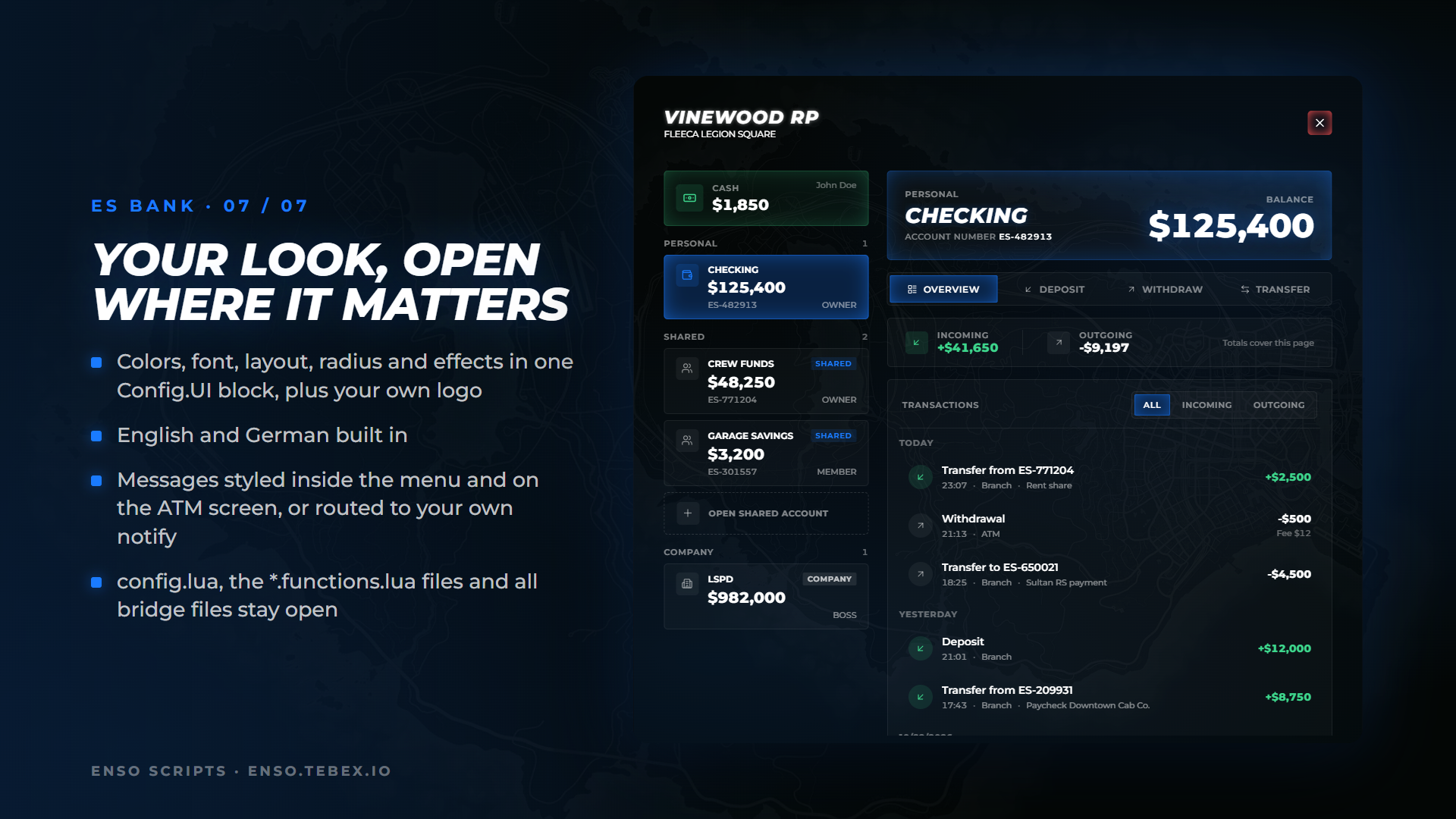 ES Bank — Banking with In-World ATMs, Shared & Society Accounts [ESX]