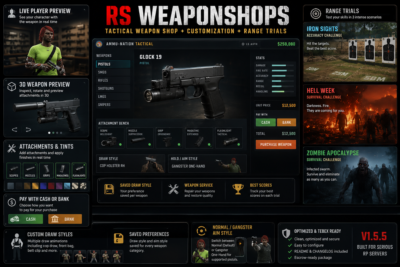 rs-weaponshops Tactical Weapon Shop + Draw Styles + Range Trials