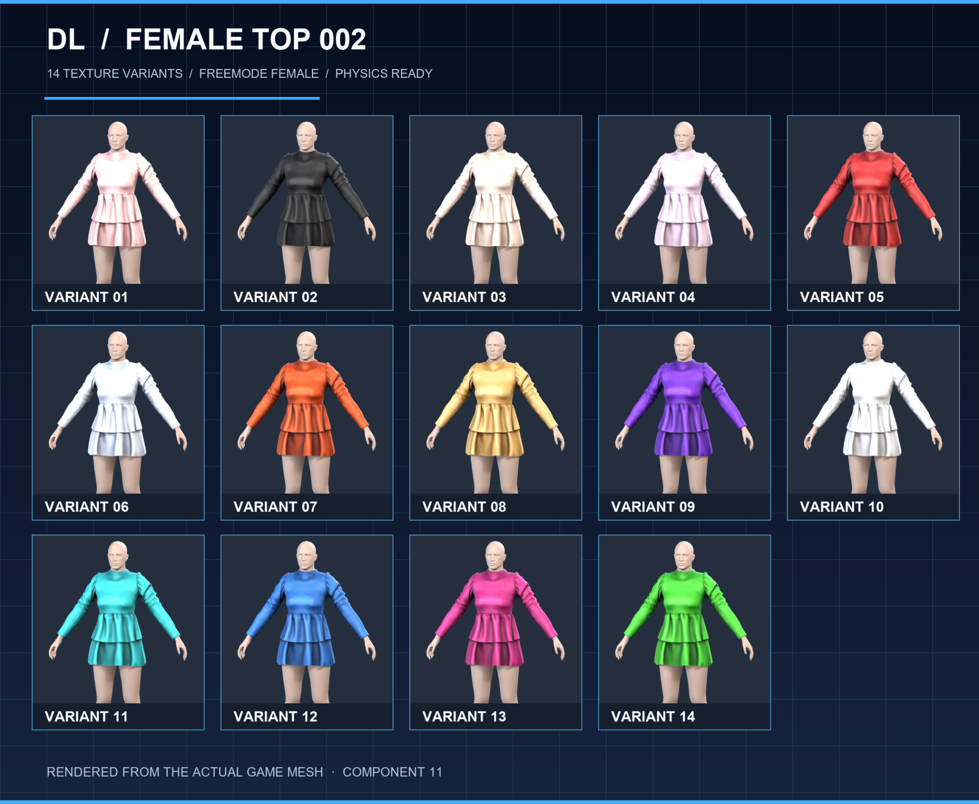 Animated Female top 002 | 14 Color Variants & Breast Physics