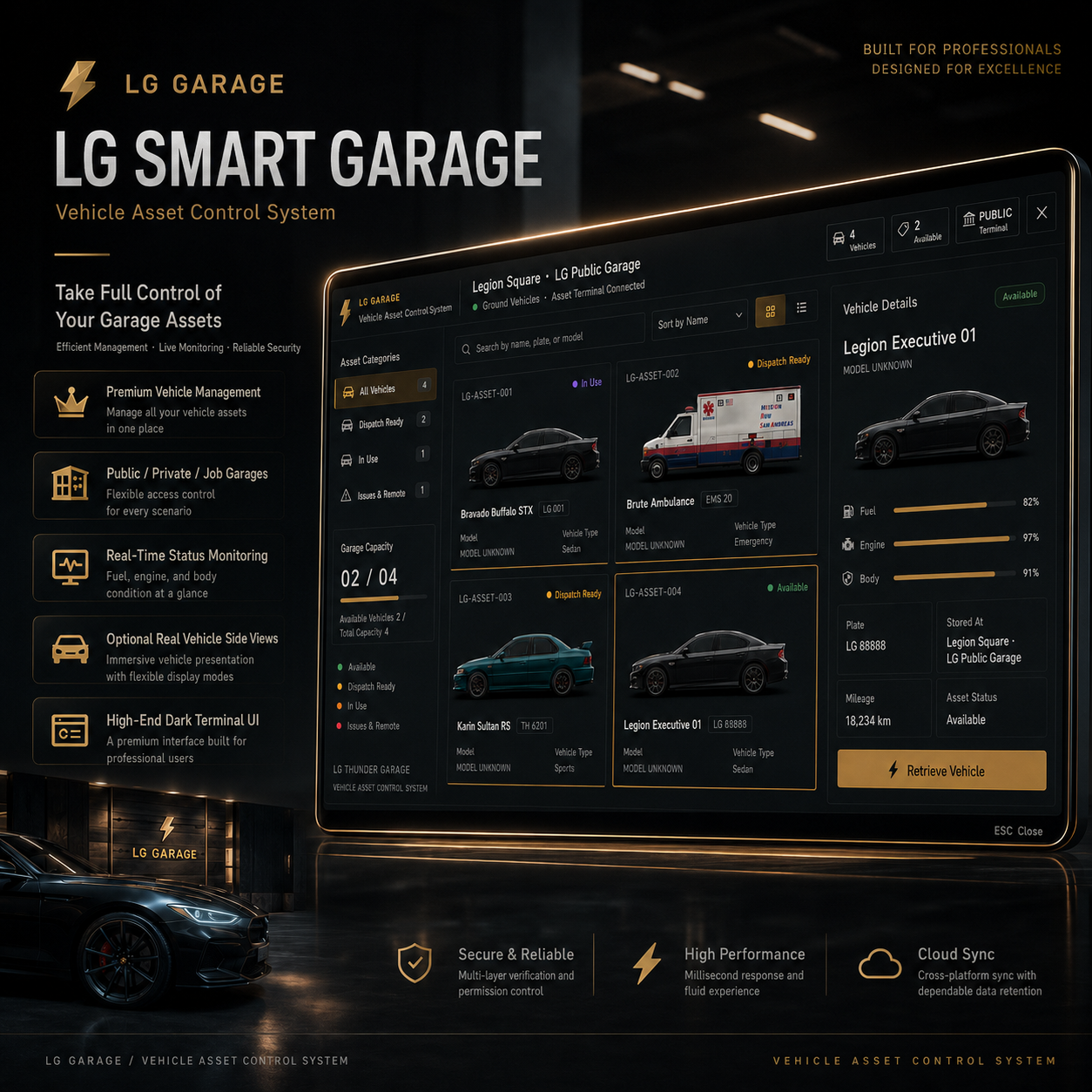 ⚡ LG Thunder Garage | Advanced FiveM Garage System | ESX / QB-Core / QBox
