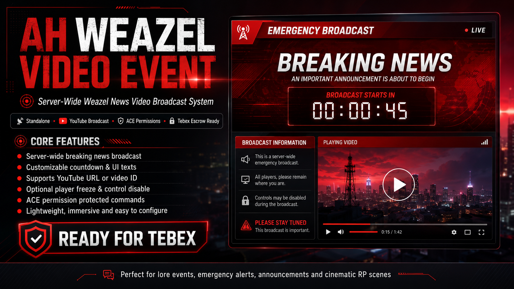 AH WEAZEL VIDEO EVENT — Server-Wide Weazel News Video Broadcast System
