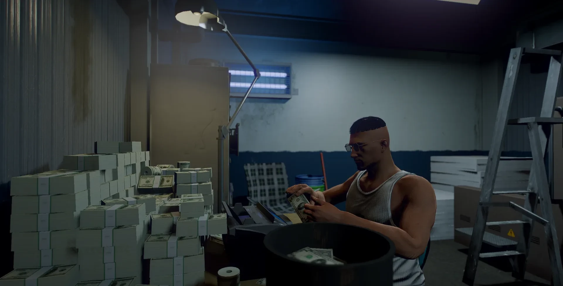 Counting the contents of a cash bag into clean money
