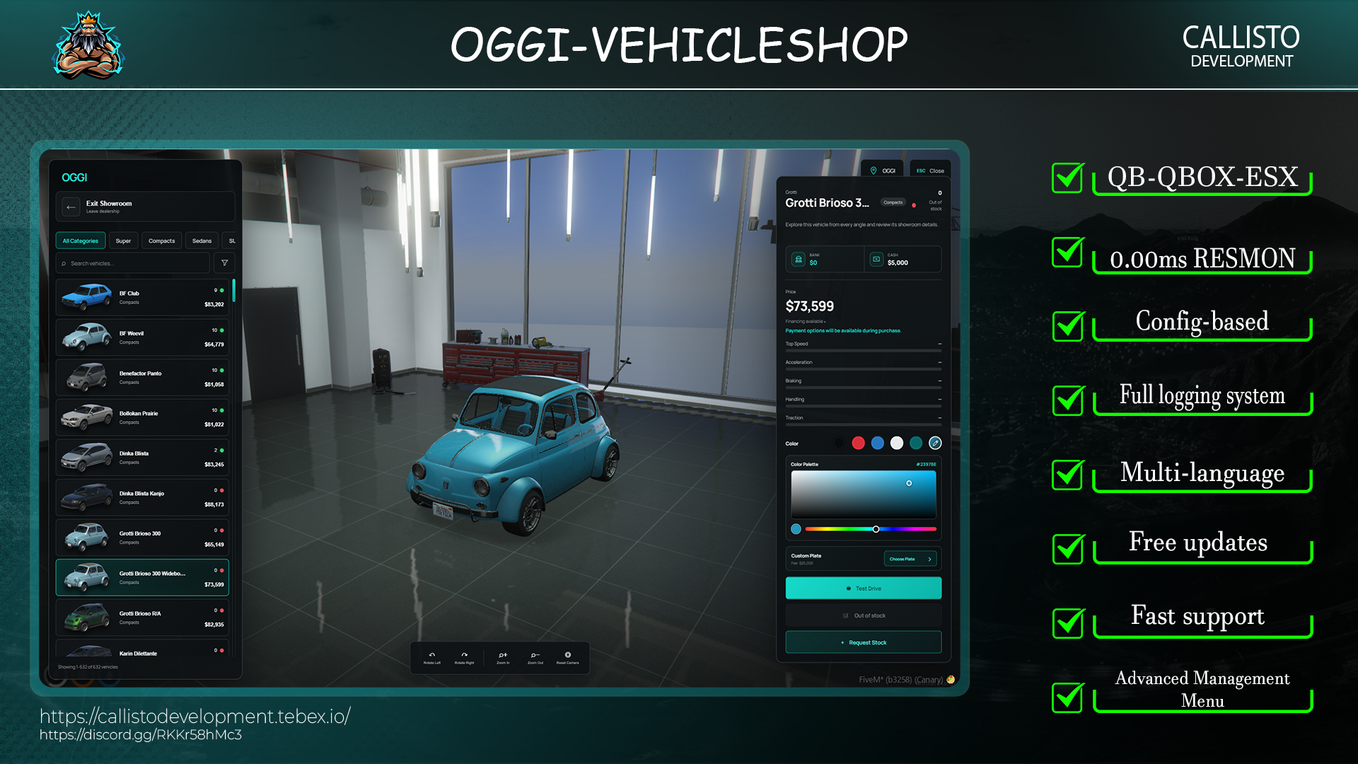 Advanced VehicleShop Script for QBCore/QBox/ESX (Escrow)