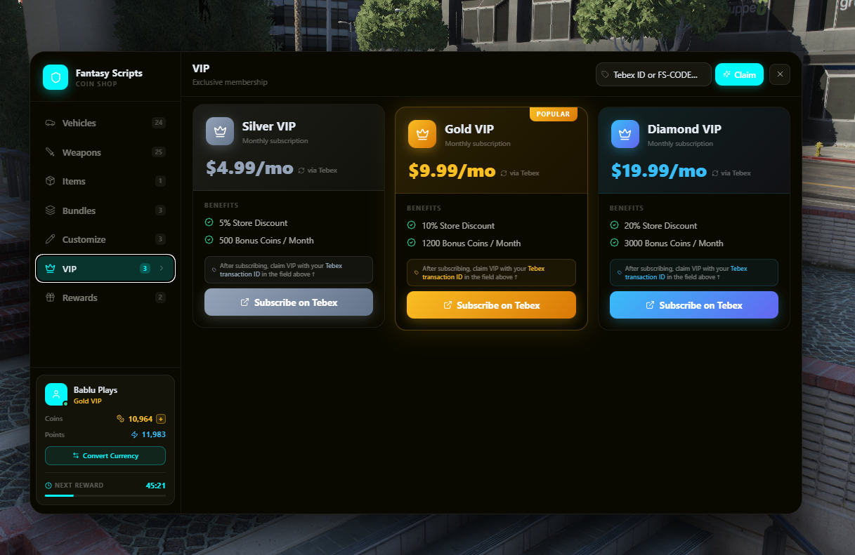 [Coin Shop System] ESX QBCore QBOX {ESCROW}