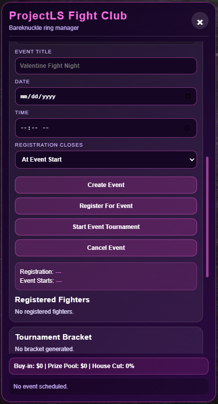 🥊 ProjectLS Fight Club - Advanced Tournament System for RedM
