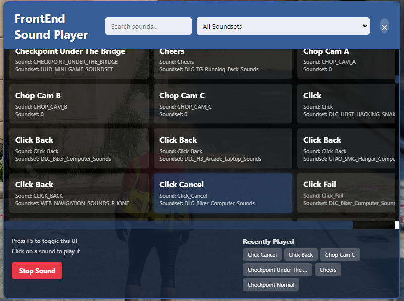 Frontend Sound Player