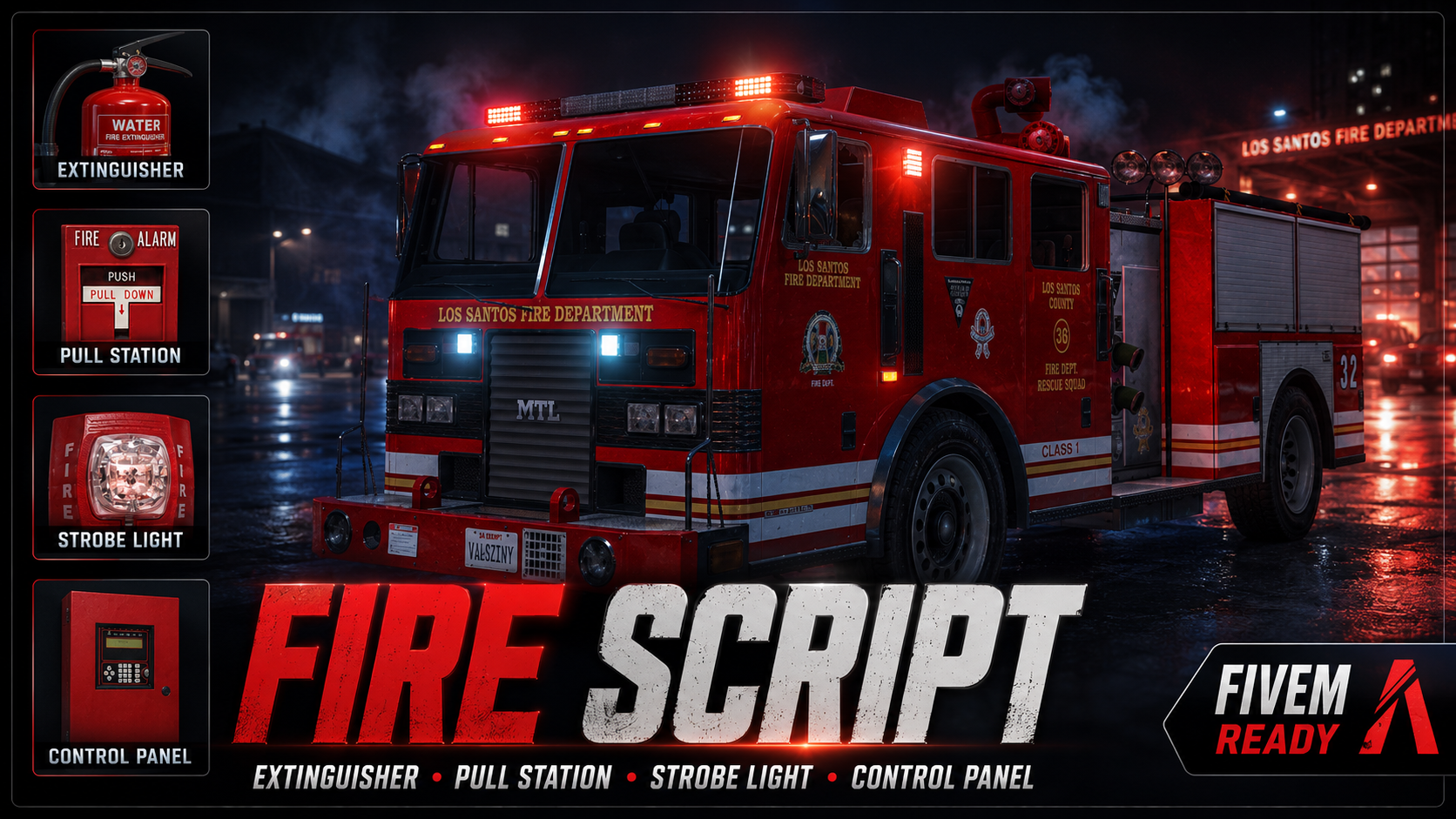 [ESX,QBCORE,QBOX] Advanced Fire System(Fire Panel, Strobe Light, Pull Down, Inspections )