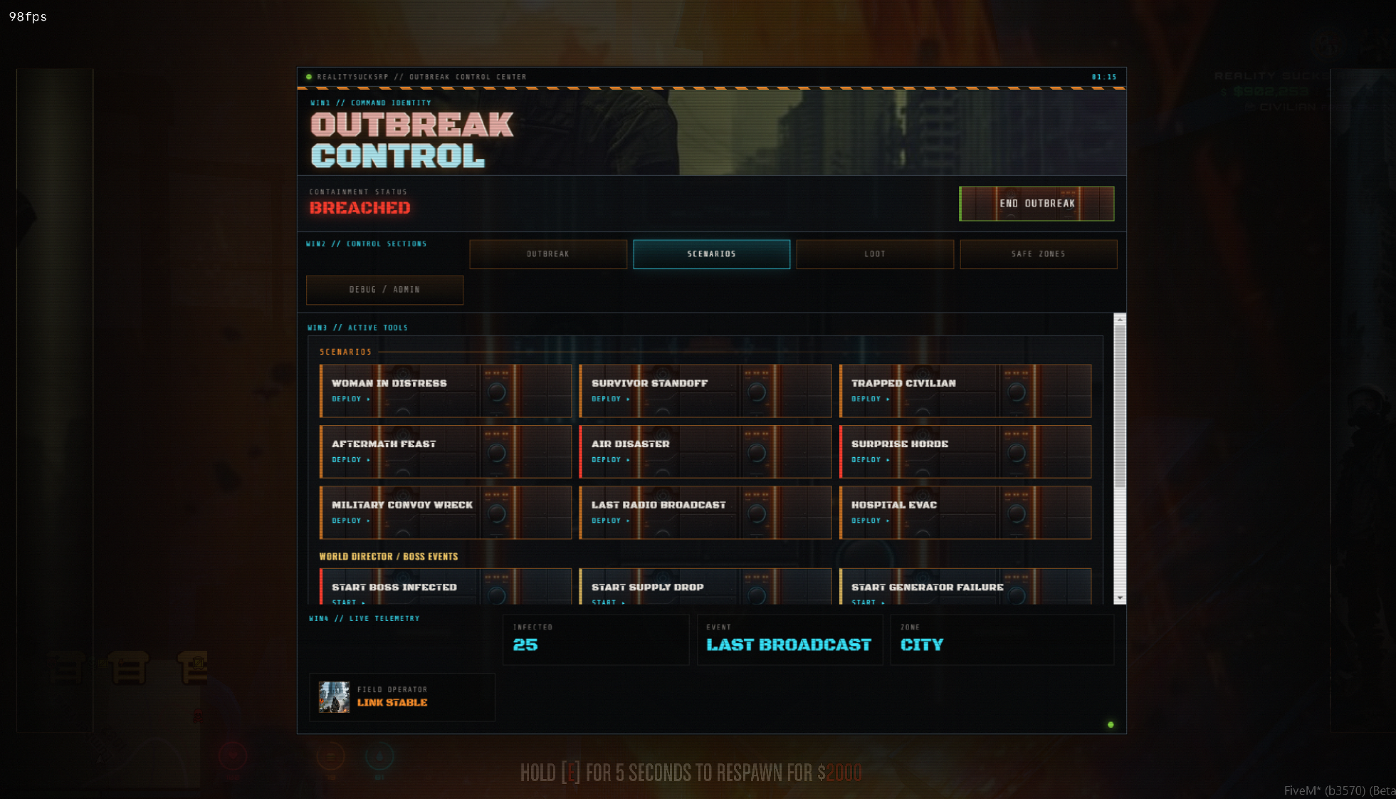 ZombieCore Full Zombie Outbreak Survival System, CCTV, Explosions, Chaos