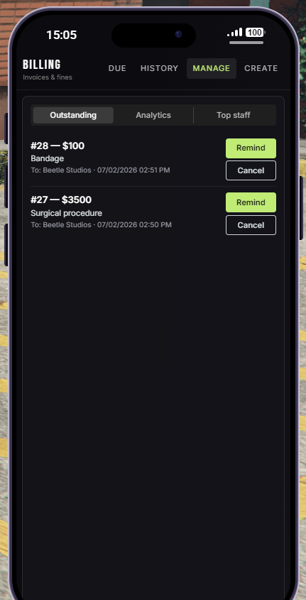 Billing System for LB Phone