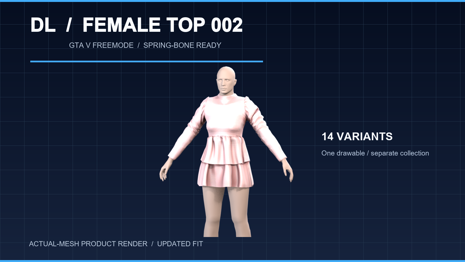 Animated Female top 002 | 14 Color Variants & Breast Physics