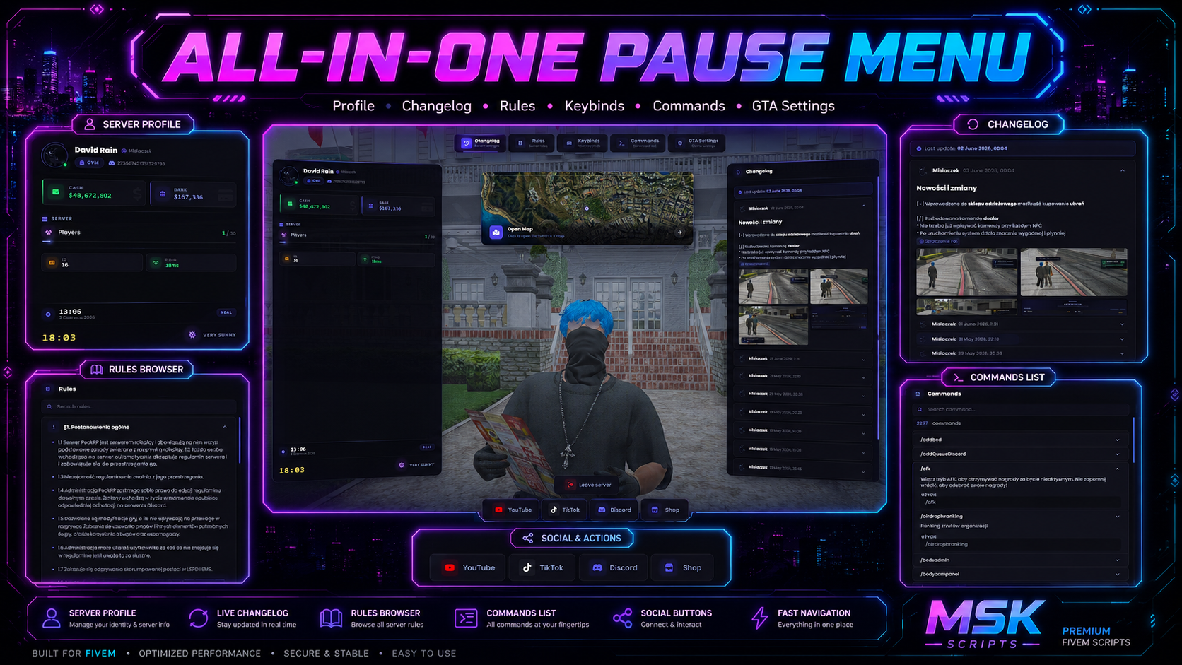 All-in-One Pause Menu Source Code [ESX, QB, QBOX, STANDALONE]