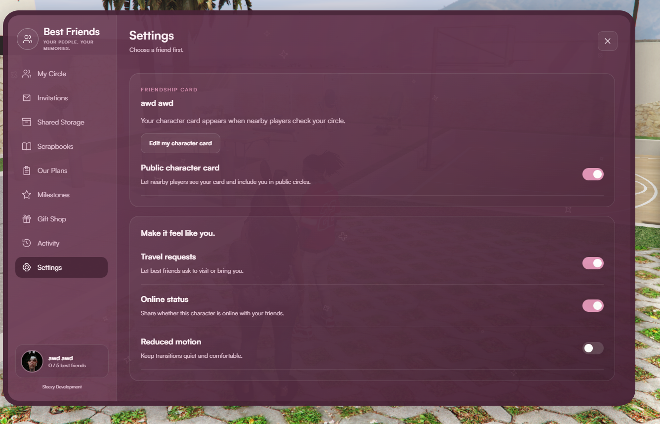 Sleezy Development • Advanced Best Friends System (ESX, QBCore, Qbox, & Standalone)