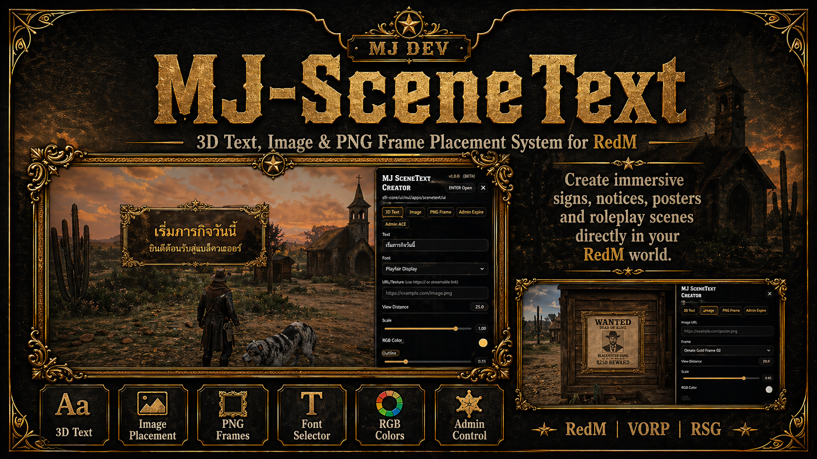 MJ-SceneText | 3D Text, Images & Frames for RedM