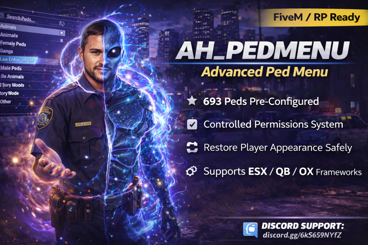 AH PEDMENU — Advanced Ped Menu (Whitelist & Staff Permissions) - ESX / QBCore / OX - V2.0.0 (Escrow)
