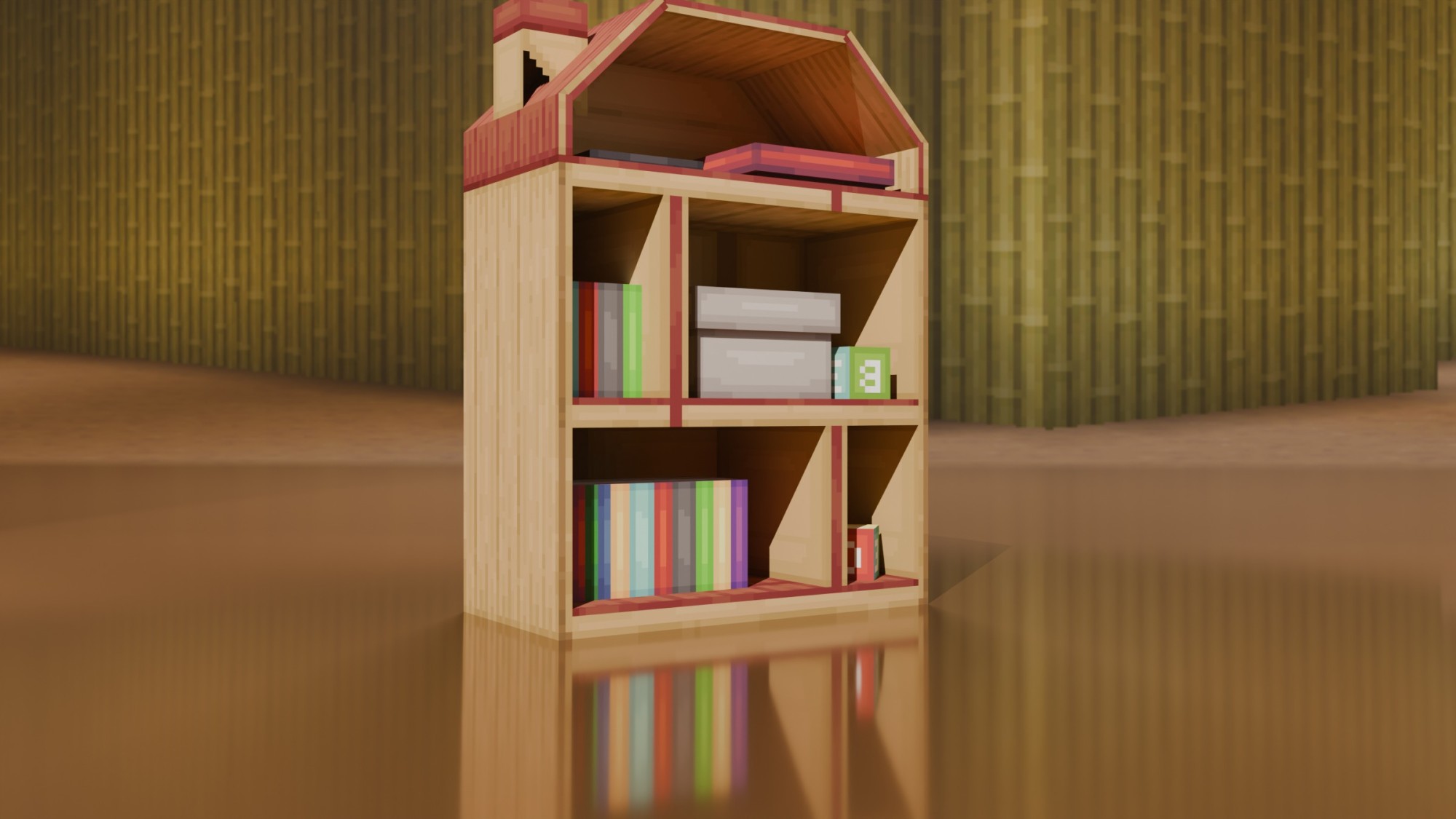 Toy Bookshelf I — cosmetic Furniture v2 item on the NovaVoid Cat Civilization Minecraft server